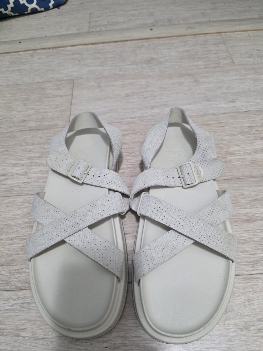Chaco Women's Cream Cross-Strap Buckle Sandals